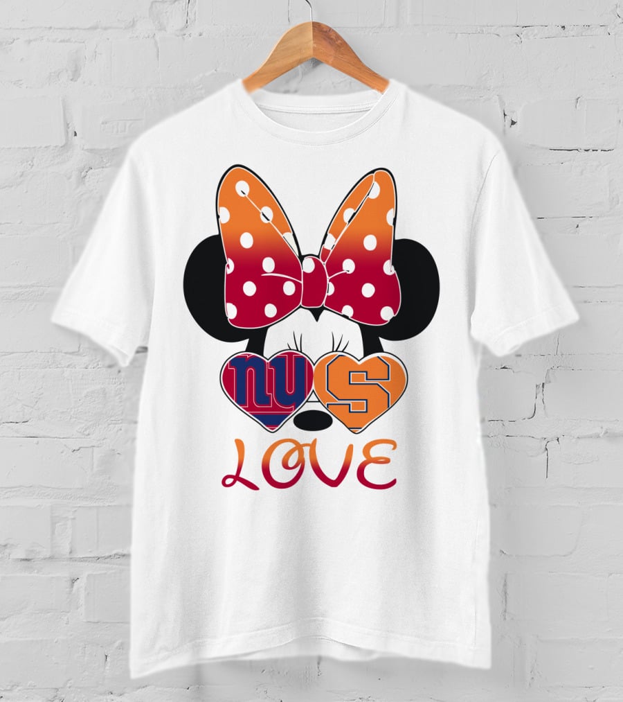 Ny Giants Syracuse Love Minnie Mouse Bow Hearts T-Shirt