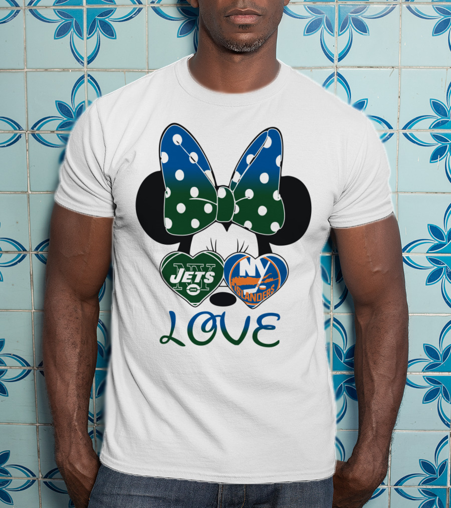 Ny Jets Ny Islanders Minnie Bow Love T-Shirt