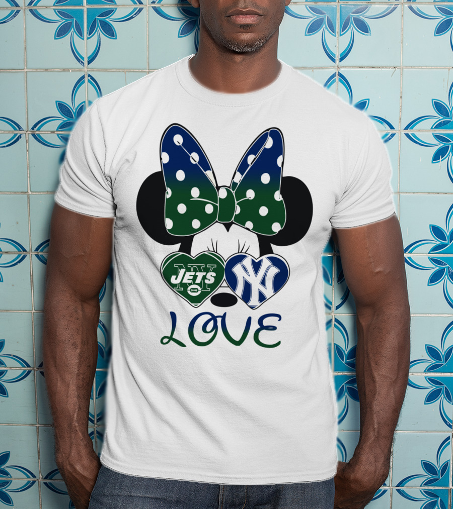 Minnie Mouse Bow New York Jets Yankees Love T-Shirt