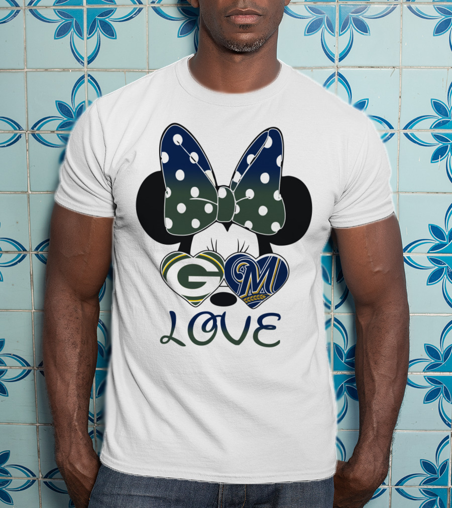 Green Bay Packers Milwaukee Brewers Minnie Mouse Love T-Shirt