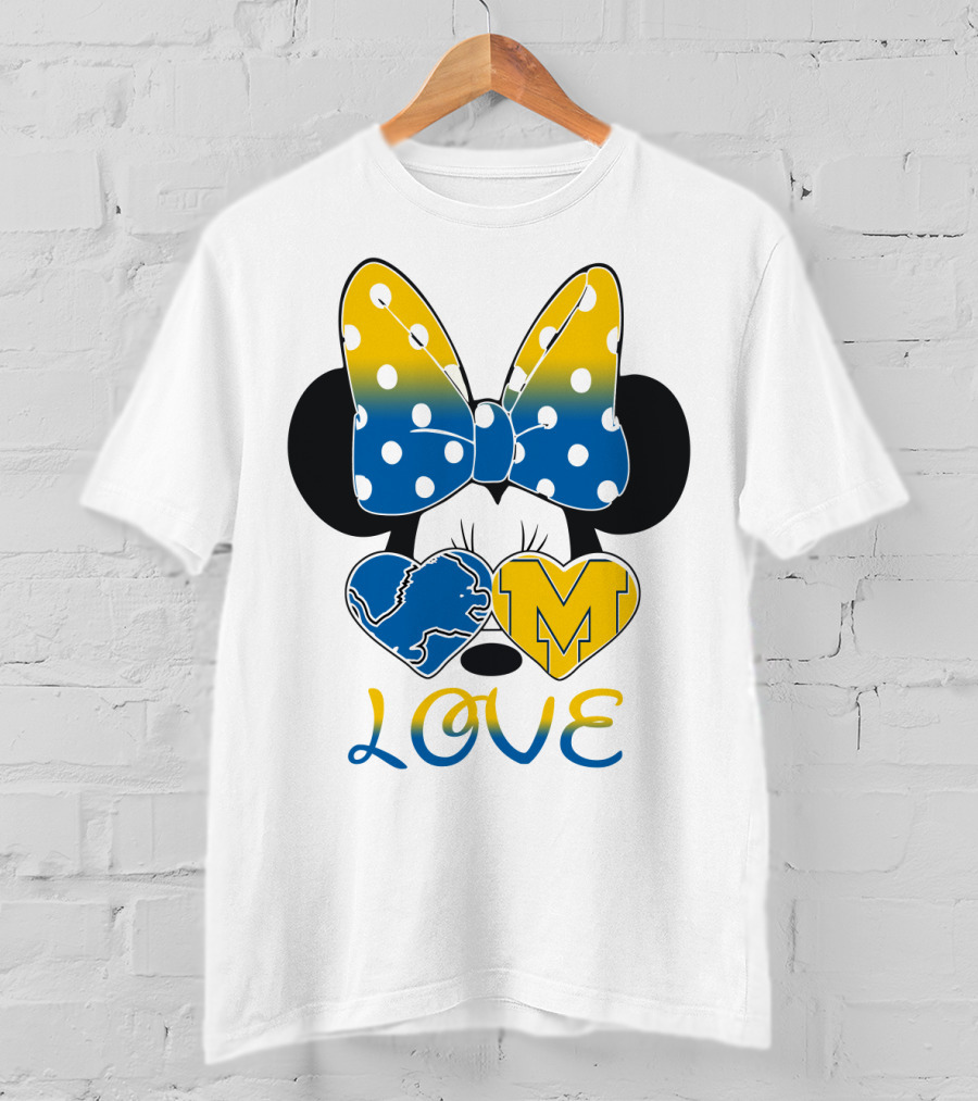 Minnie Bow Lions Michigan Love T-Shirt