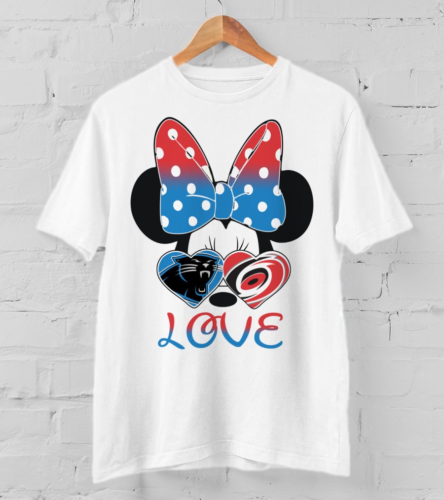 Love Carolina Panthers Hurricanes Minnie Bow T-Shirt