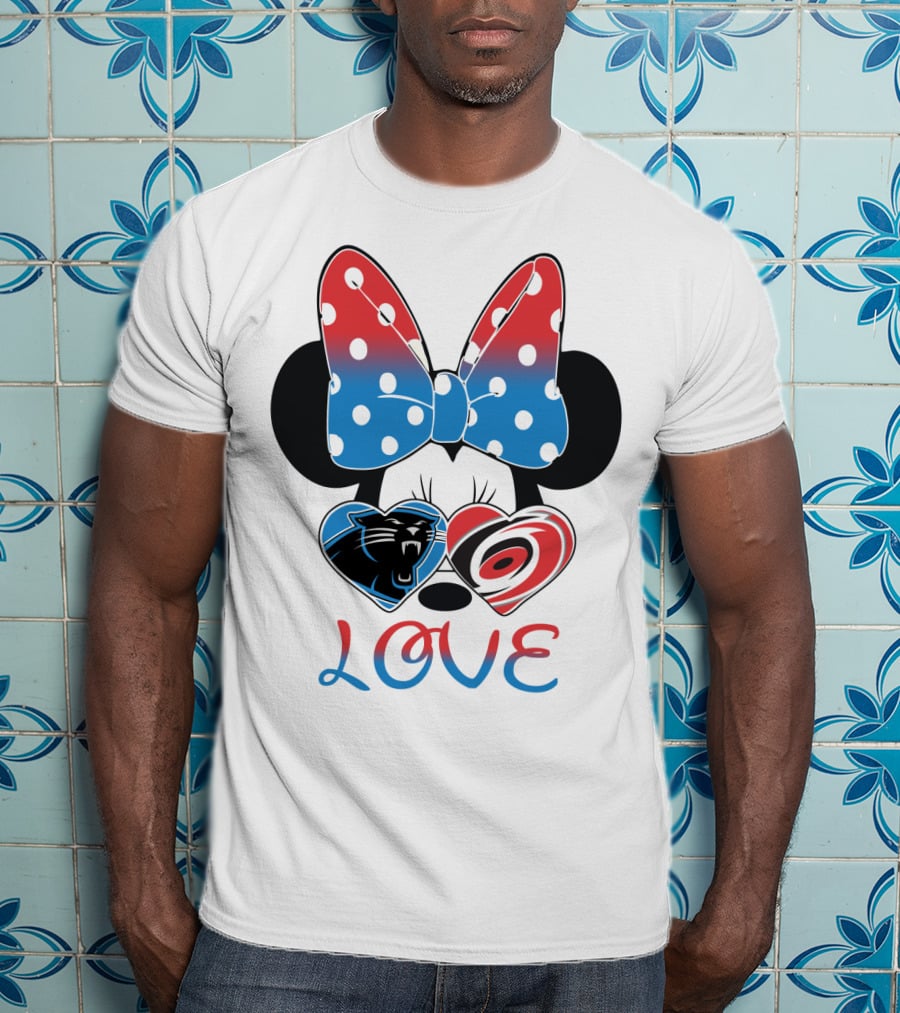 Love Carolina Panthers Hurricanes Minnie Bow T-Shirt
