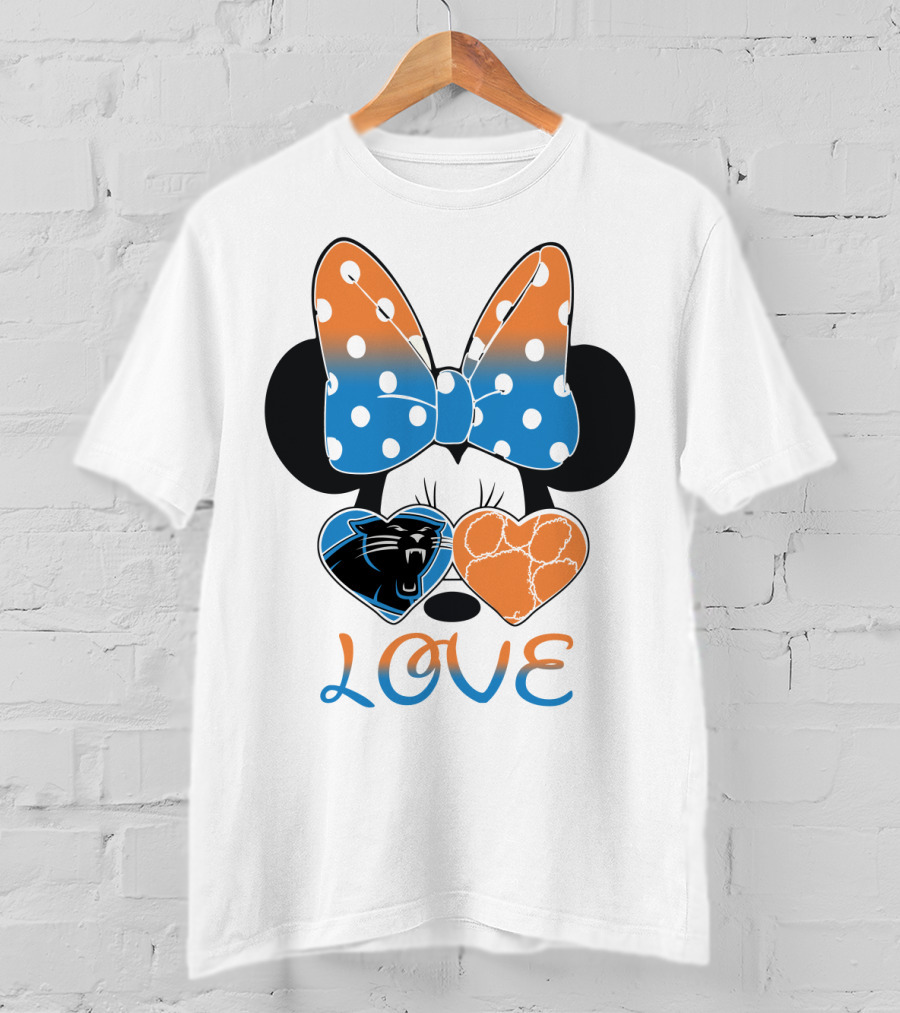 Minnie Mouse Bow Love Panthers Clemson Mix T-Shirt