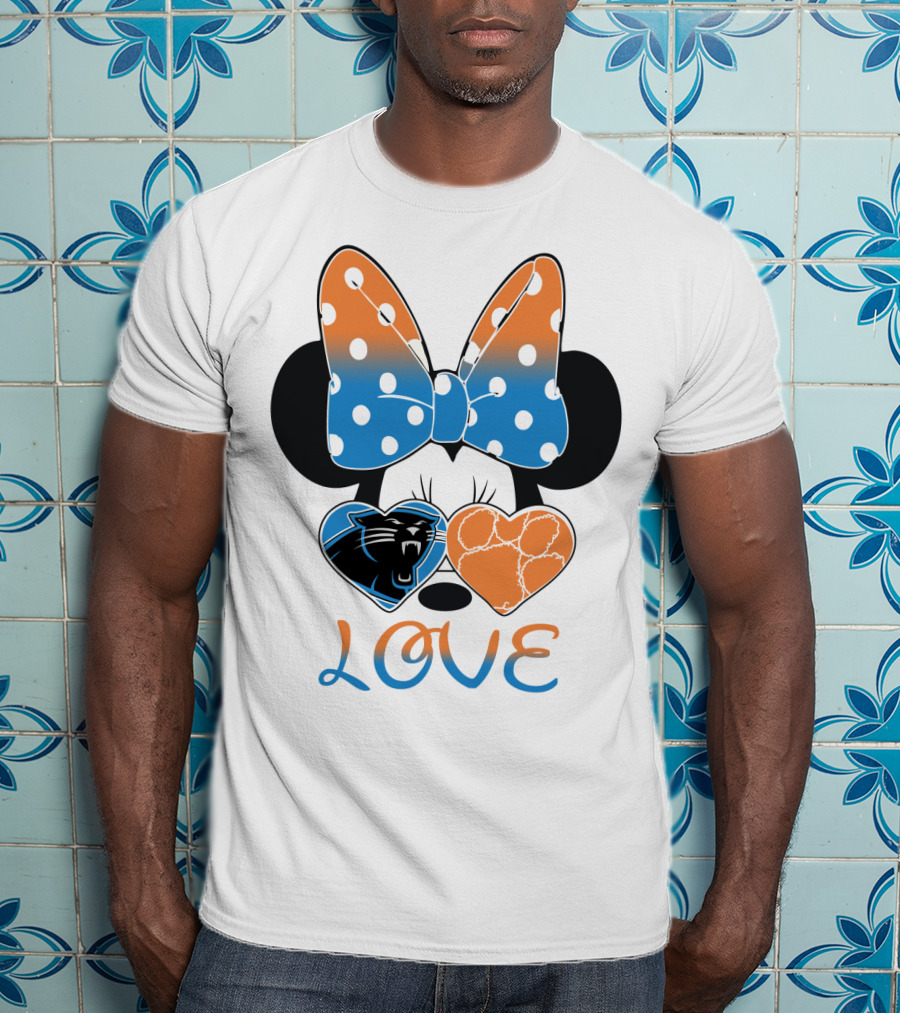 Minnie Mouse Bow Love Panthers Clemson Mix T-Shirt