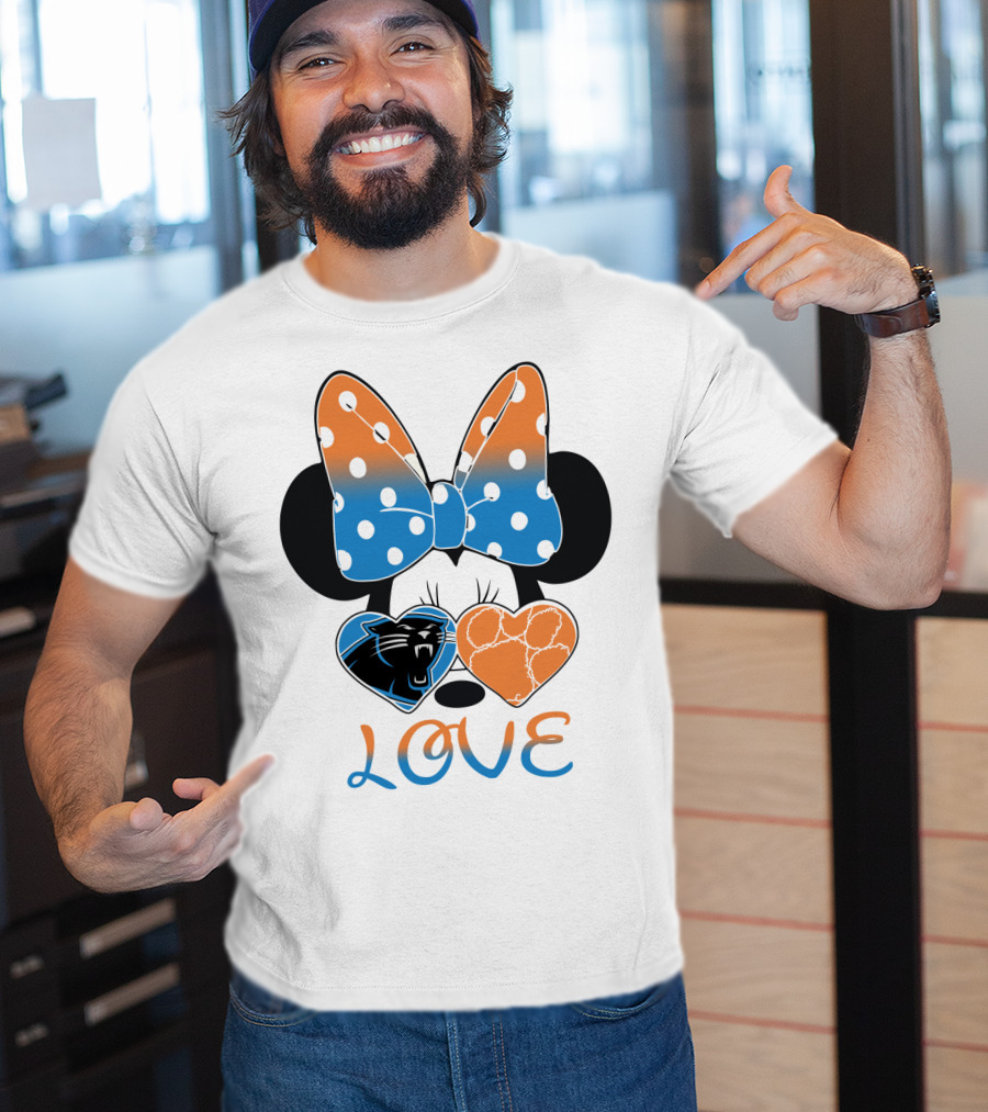 Minnie Mouse Bow Love Panthers Clemson Mix T-Shirt