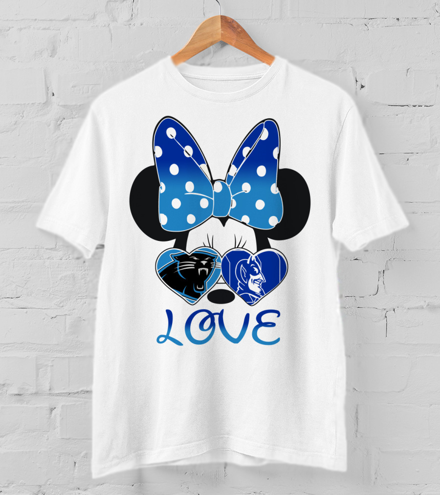 Love Carolina Panthers Duke Blue Devils Disney Bow T-Shirt