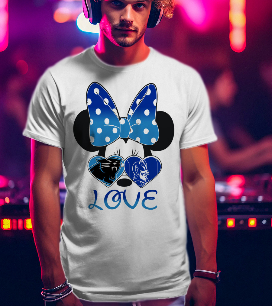 Love Carolina Panthers Duke Blue Devils Disney Bow T-Shirt