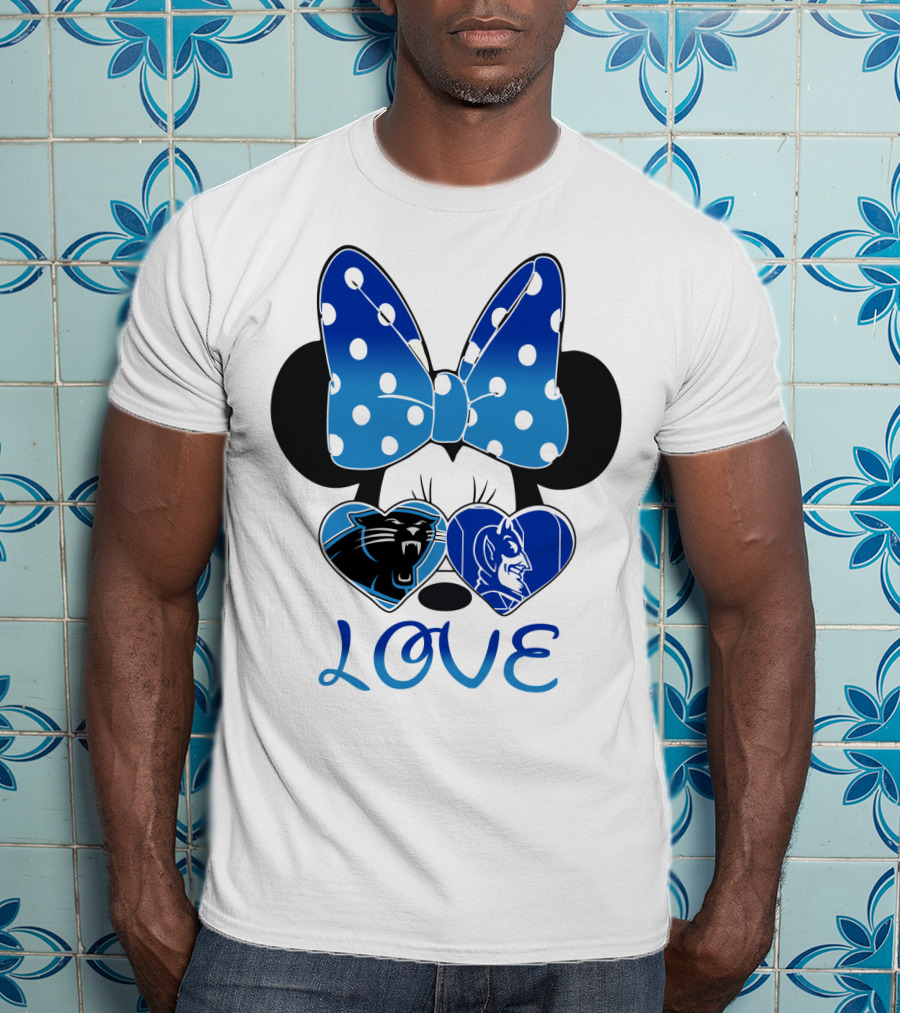 Love Carolina Panthers Duke Blue Devils Disney Bow T-Shirt