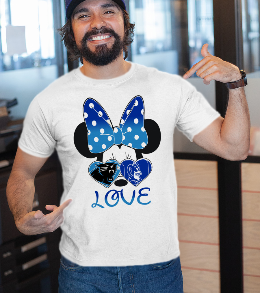 Love Carolina Panthers Duke Blue Devils Disney Bow T-Shirt