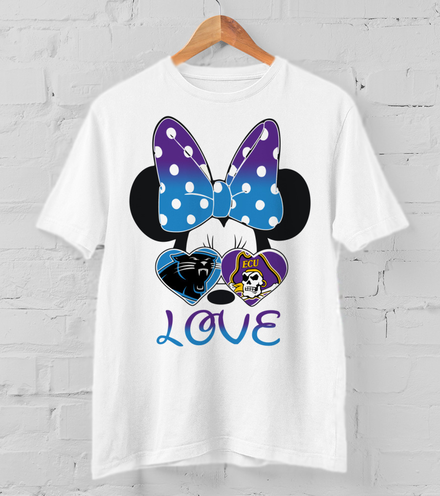 Love Panthers Ecu Pirates Minnie Bow T-Shirt