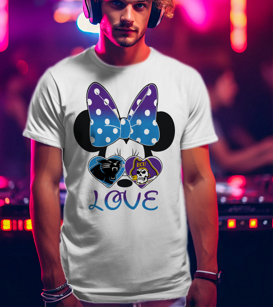 Love Panthers Ecu Pirates Minnie Bow T-Shirt