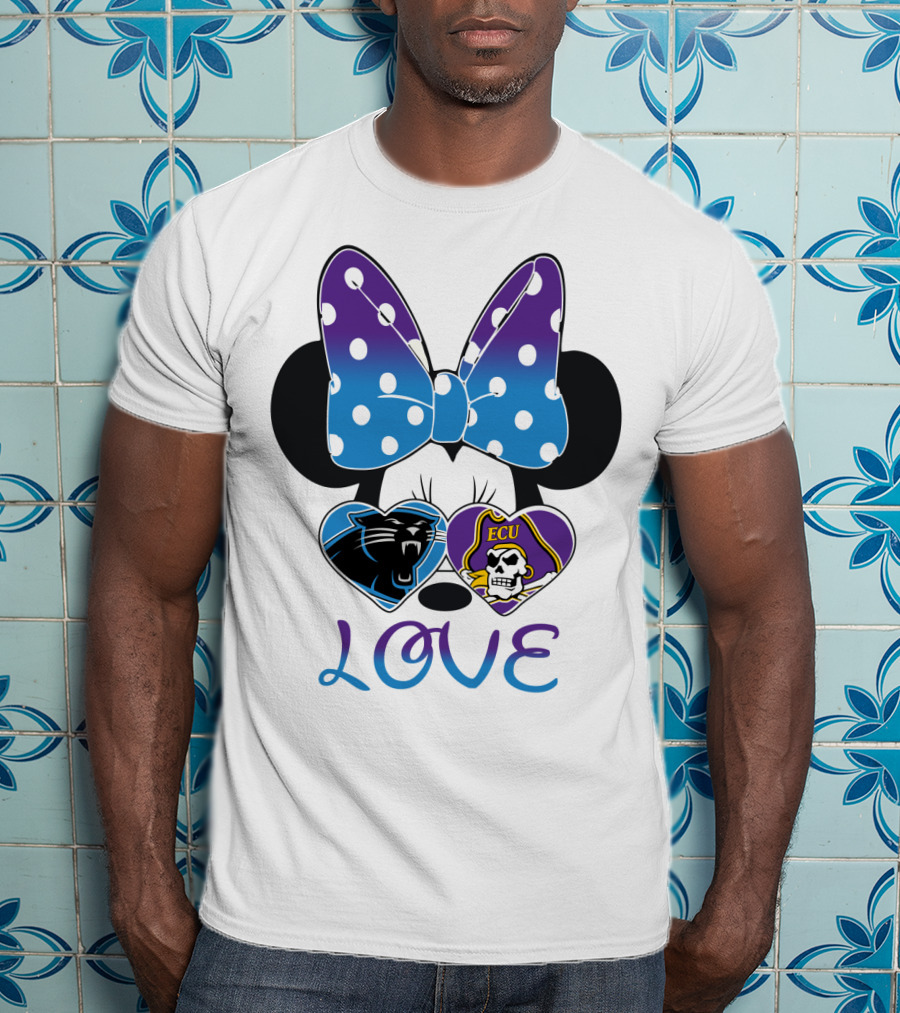 Love Panthers Ecu Pirates Minnie Bow T-Shirt