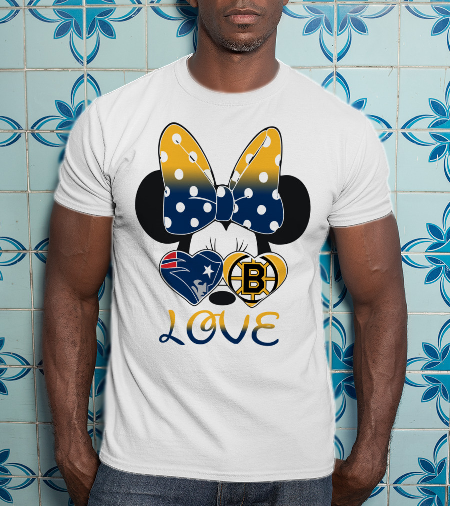 Mickey Mouse Patriots Bruins Love T-Shirt