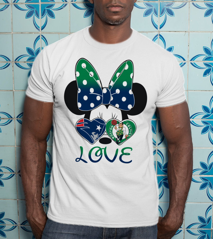 Love Minnie Bow Patriots Celtics T-Shirt
