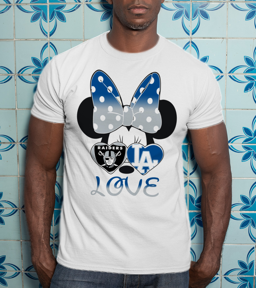 Minnie Mouse Love Raiders La Dodgers Bow Hearts T-Shirt