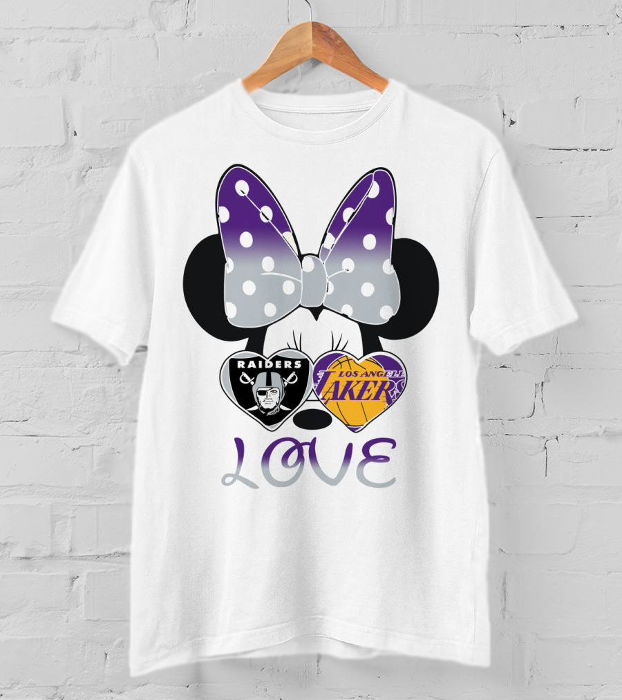 Los Angeles Lakers Raiders Love Minnie Bow T-Shirt
