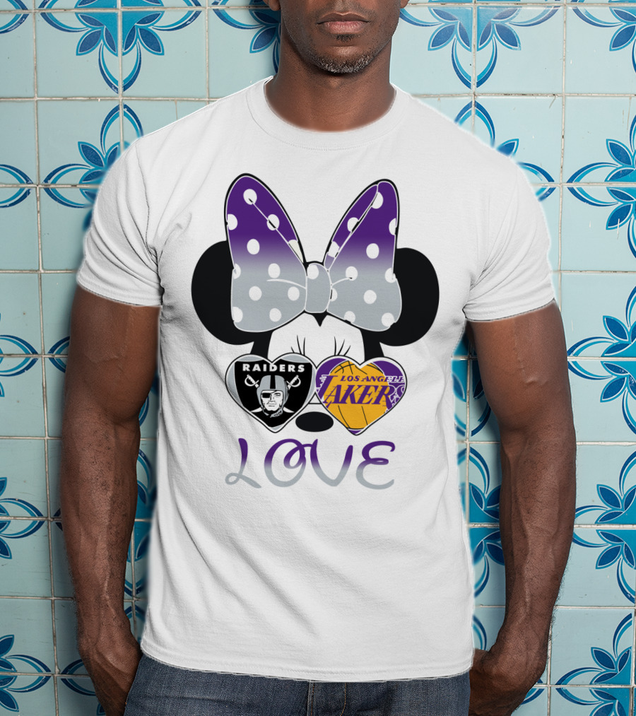 Los Angeles Lakers Raiders Love Minnie Bow T-Shirt