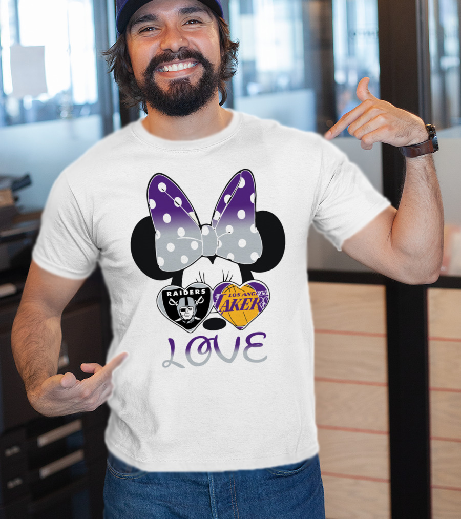 Los Angeles Lakers Raiders Love Minnie Bow T-Shirt