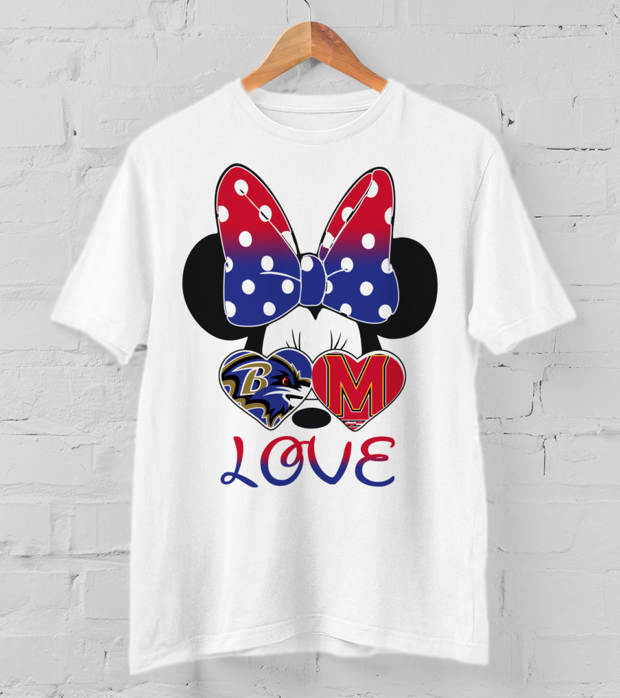 Mic 102 Minnie Mouse Ravens Maryland Love T-Shirt