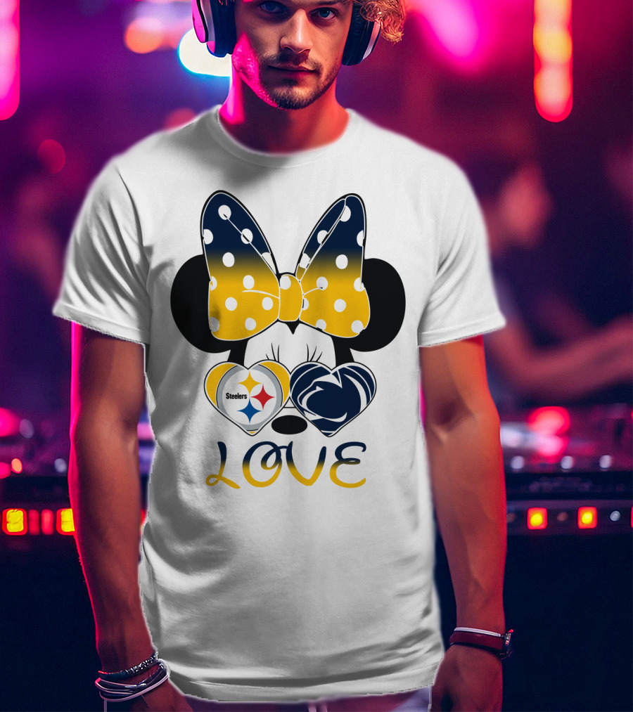Minnie Mouse Steelers Love Bow Polka Dots T-Shirt