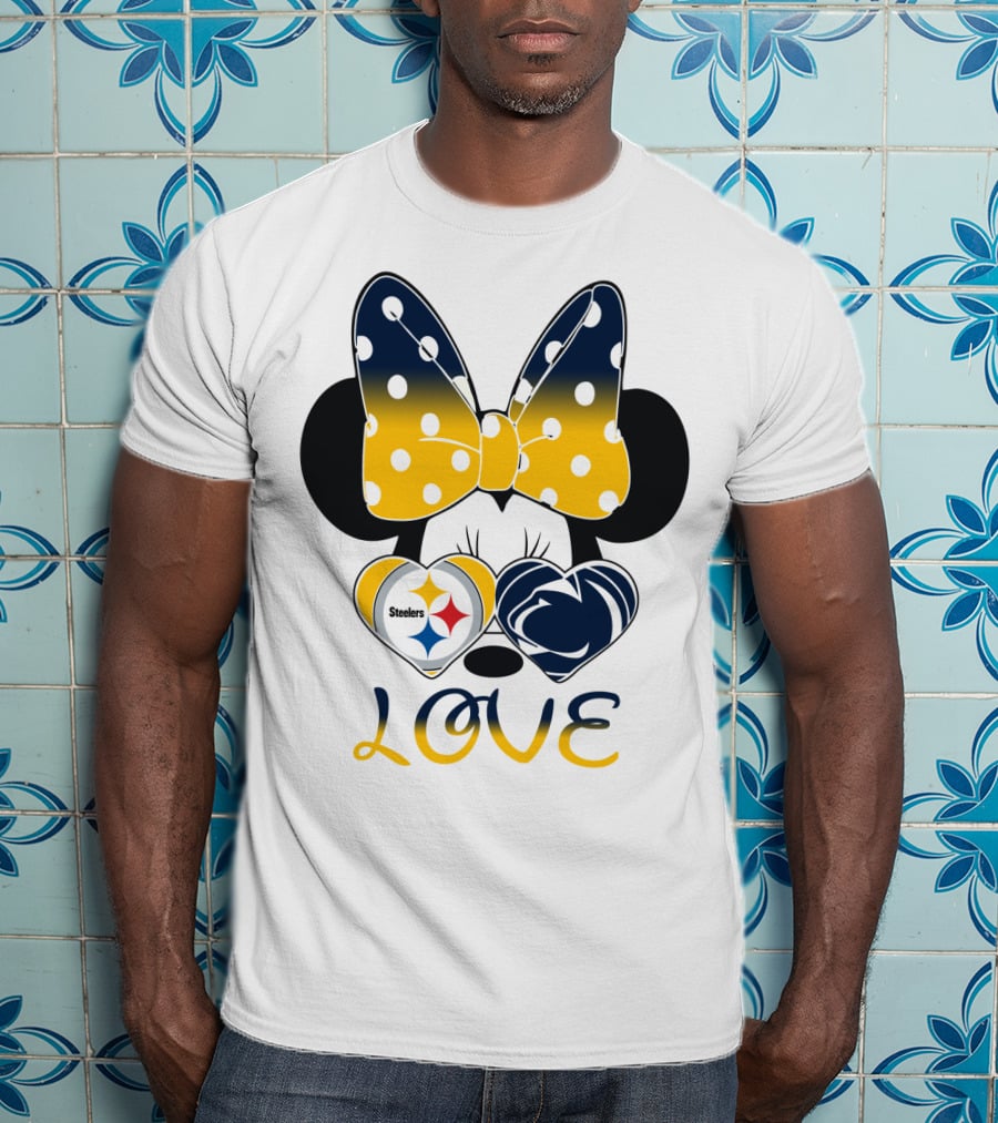 Minnie Mouse Steelers Love Bow Polka Dots T-Shirt