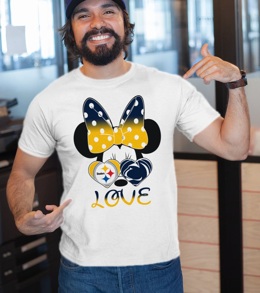 Minnie Mouse Steelers Love Bow Polka Dots T-Shirt