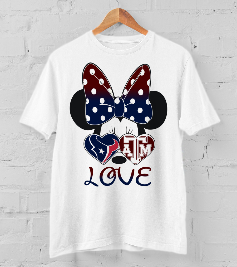 Minnie Bow Texans Love A&M Hearts T-Shirt