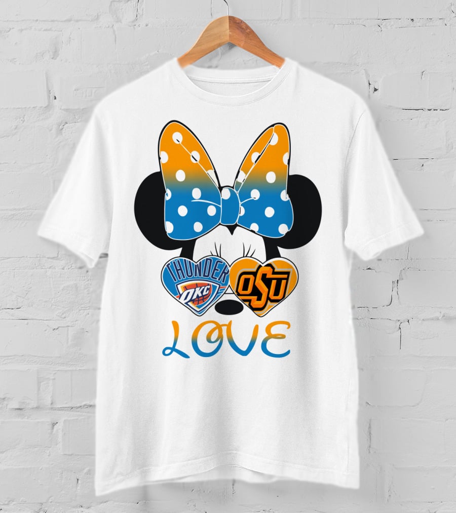 Okc Thunder Osu Love Minnie Bow Hearts T-Shirt