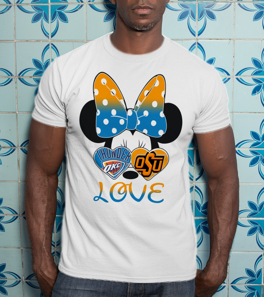 Okc Thunder Osu Love Minnie Bow Hearts T-Shirt
