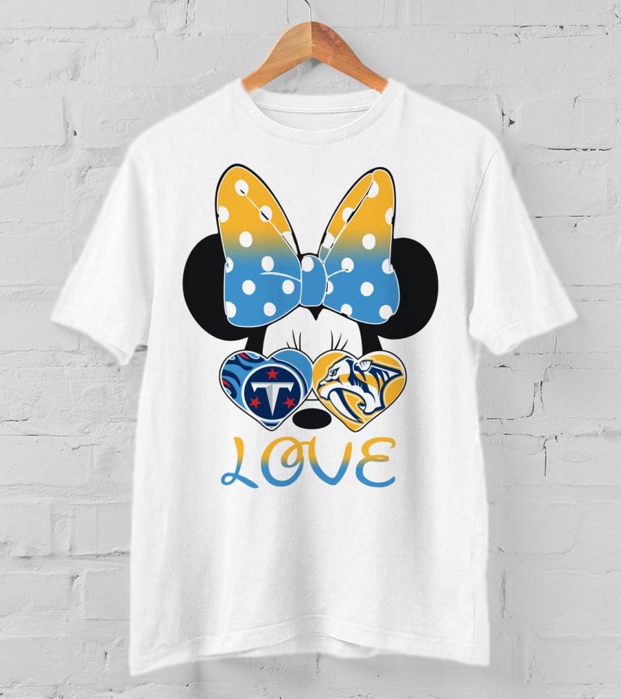 Love Minnie Ears Tennessee Titans Predators Hearts T-Shirt