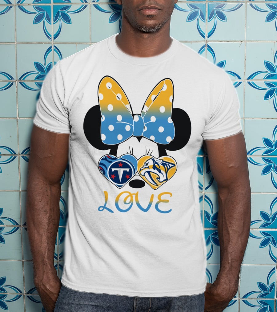 Love Minnie Ears Tennessee Titans Predators Hearts T-Shirt