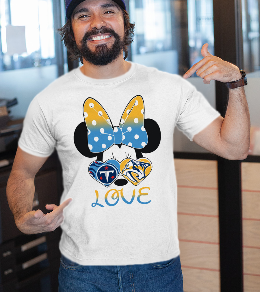 Love Minnie Ears Tennessee Titans Predators Hearts T-Shirt