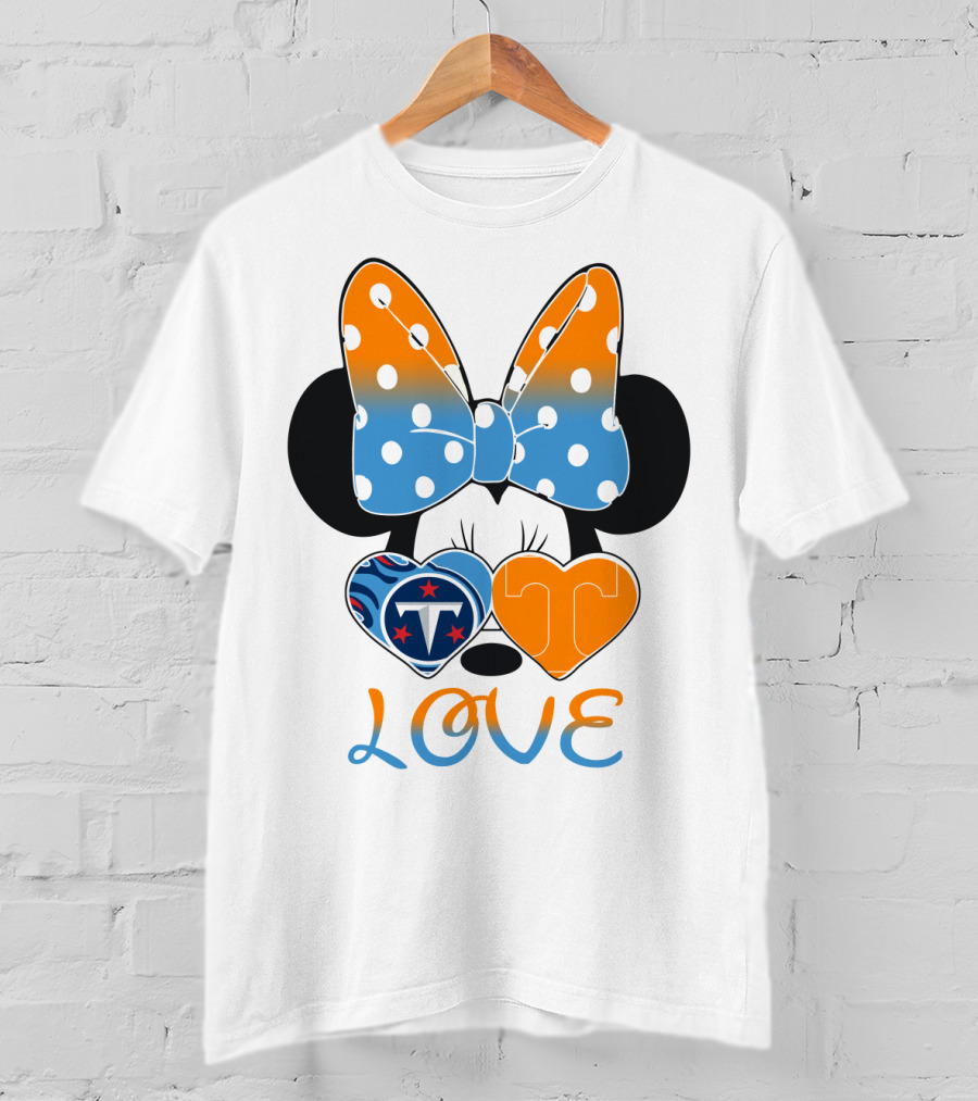 Minnie Mouse Love Tennessee Titans Hearts T-Shirt