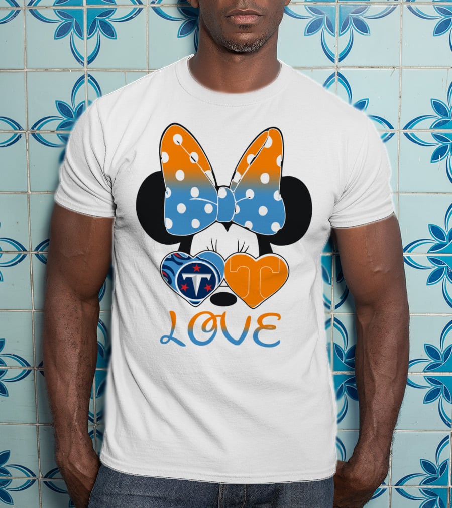 Minnie Mouse Love Tennessee Titans Hearts T-Shirt