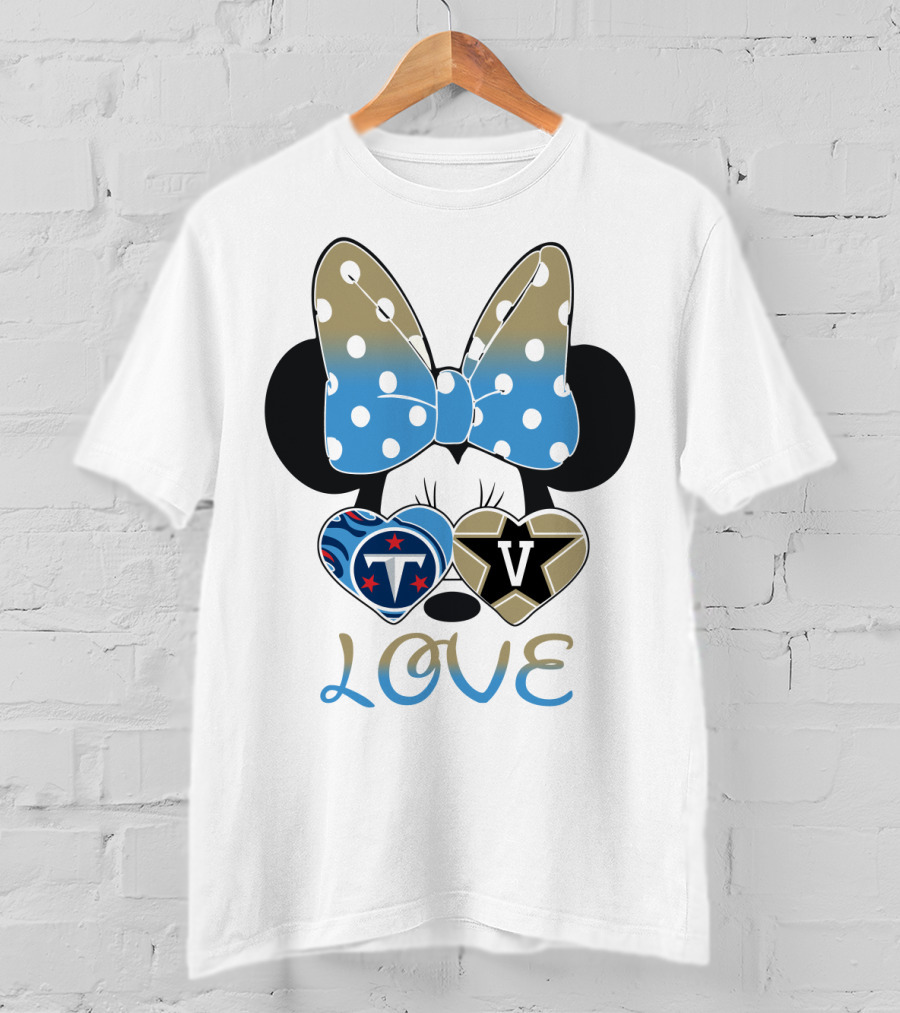 Love Tennessee Titans Vanderbilt Minnie Bow T-Shirt