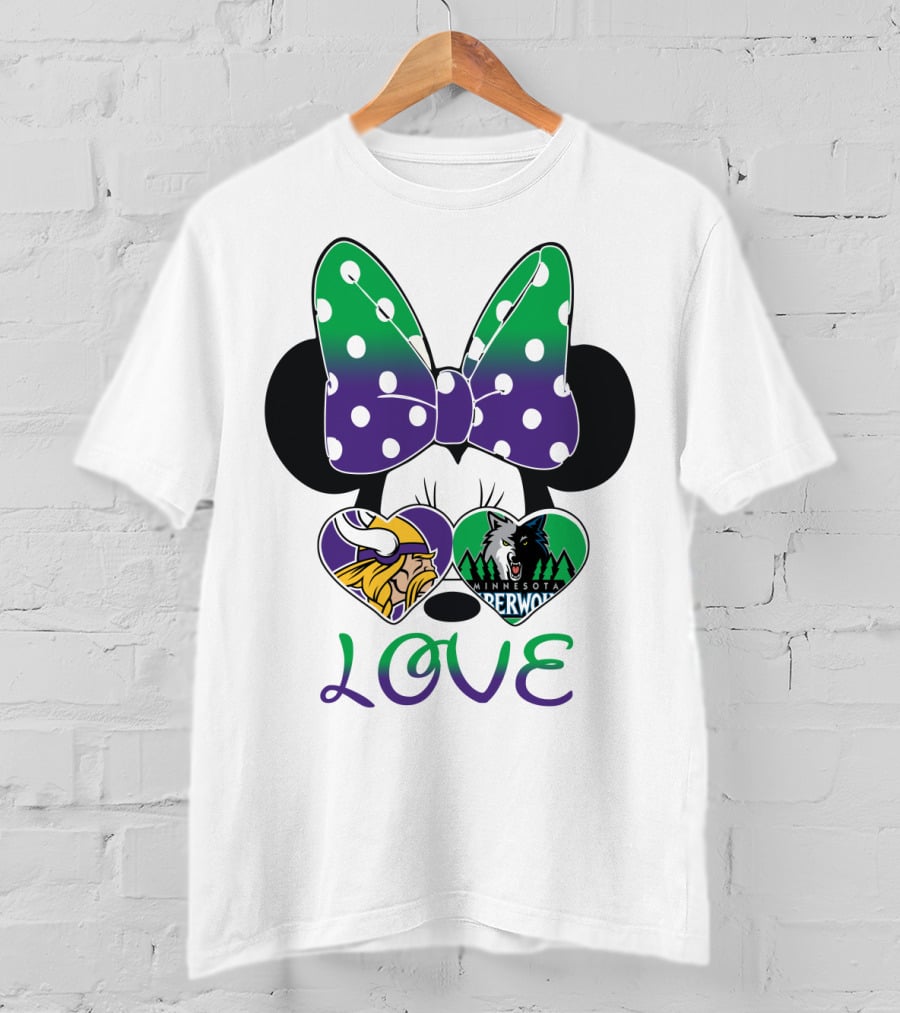 Minnesota Vikings Timberwolves Love With Bow T-Shirt