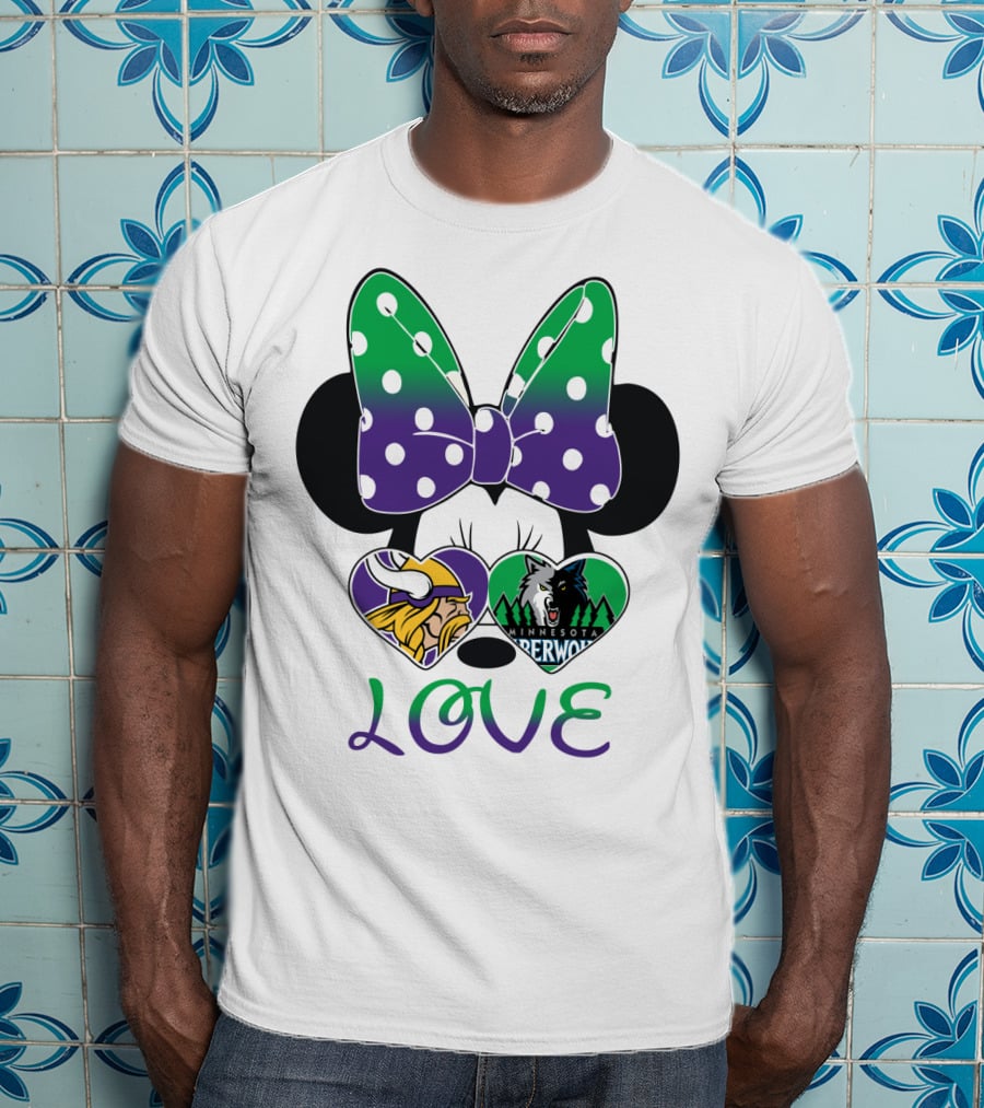 Minnesota Vikings Timberwolves Love With Bow T-Shirt