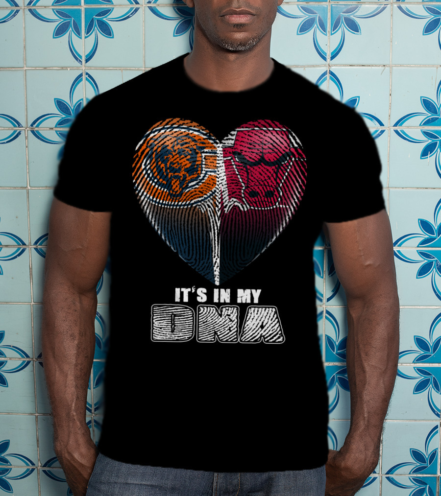It's In My Dna Bears Bulls Heart Fingerprint 007 T-Shirt