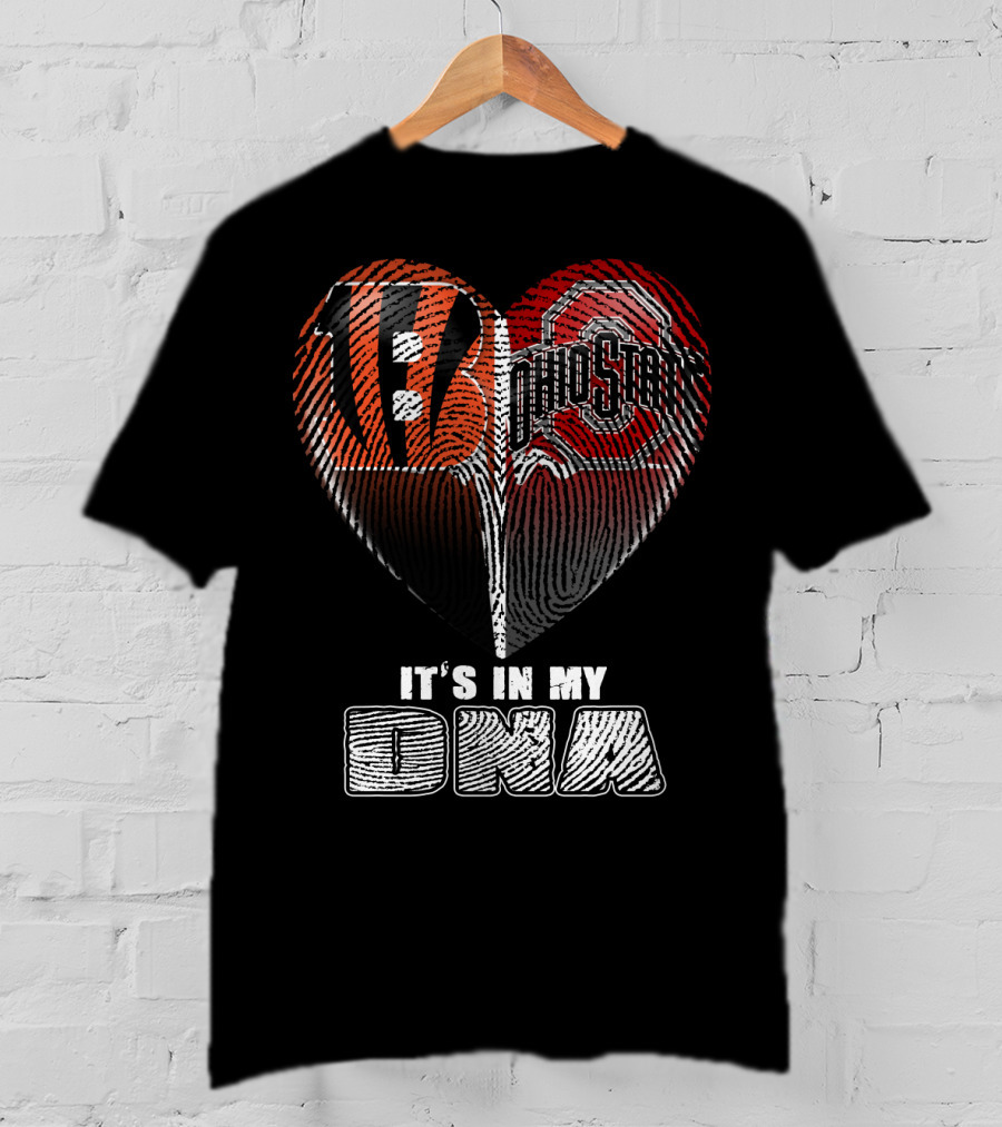 Bengals Ohio State It's In My Dna Heart Fingerprint T-Shirt