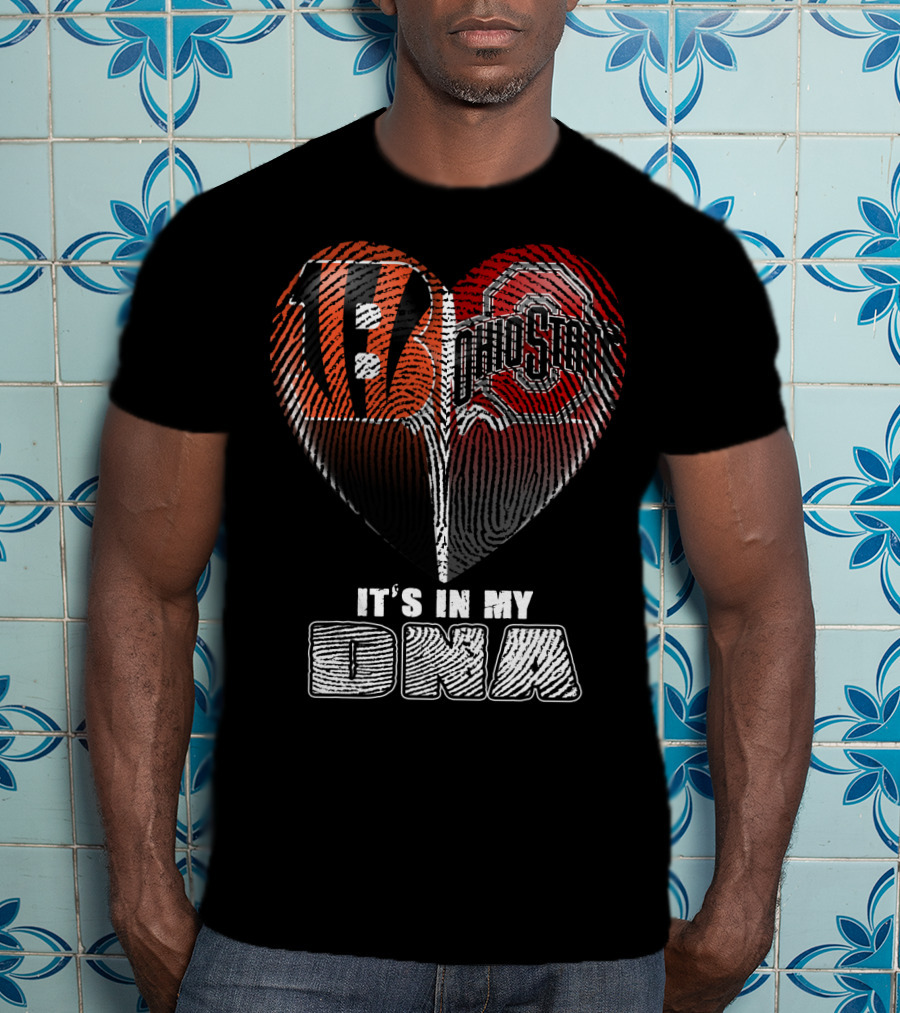 Bengals Ohio State It's In My Dna Heart Fingerprint T-Shirt