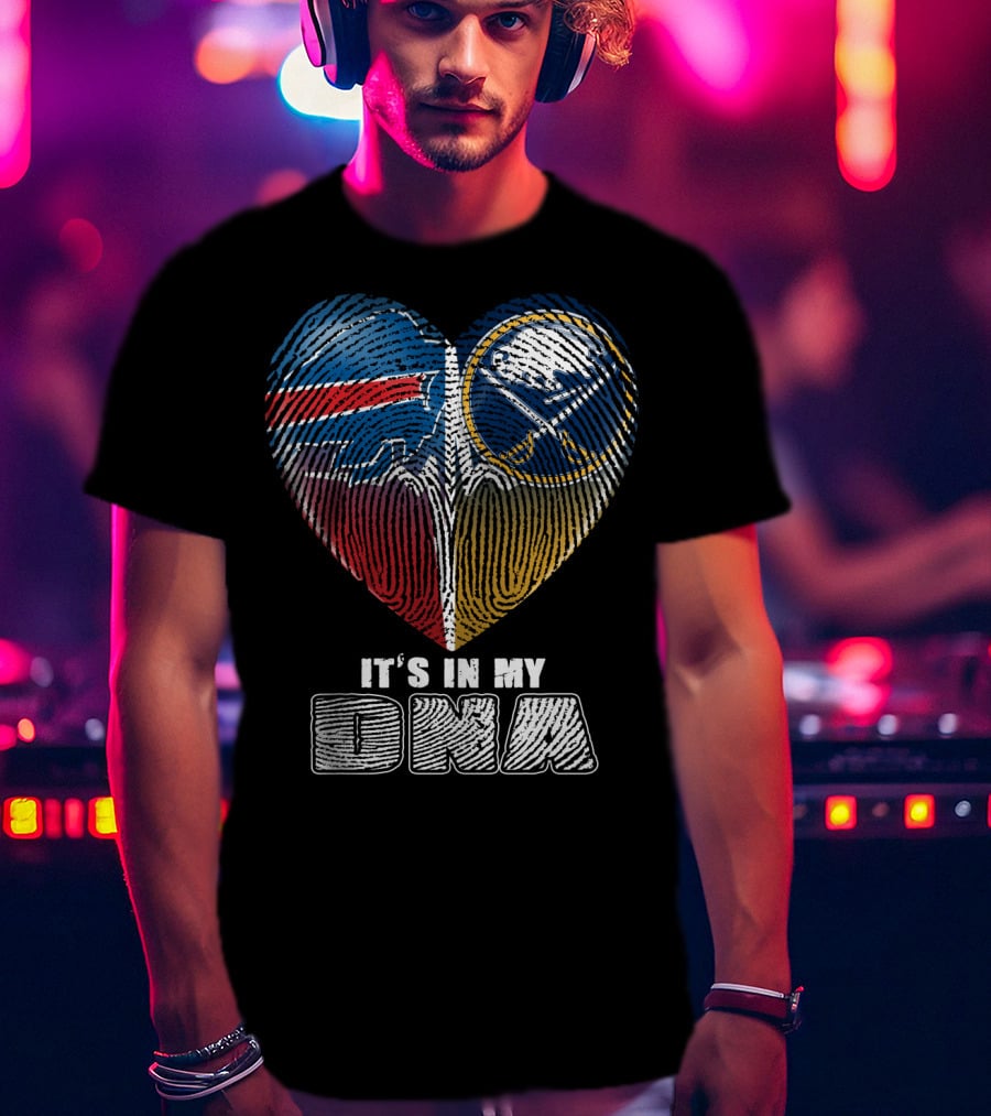 Buffalo Sabres It's In My Dna Heart Fingerprint T-Shirt