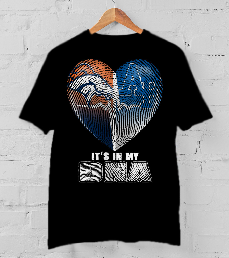 It's In My Dna Broncos Air Force Heart Fingerprint T-Shirt