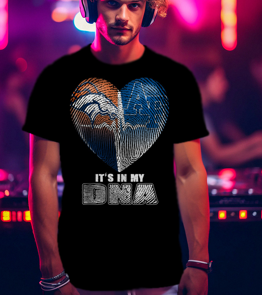 It's In My Dna Broncos Air Force Heart Fingerprint T-Shirt