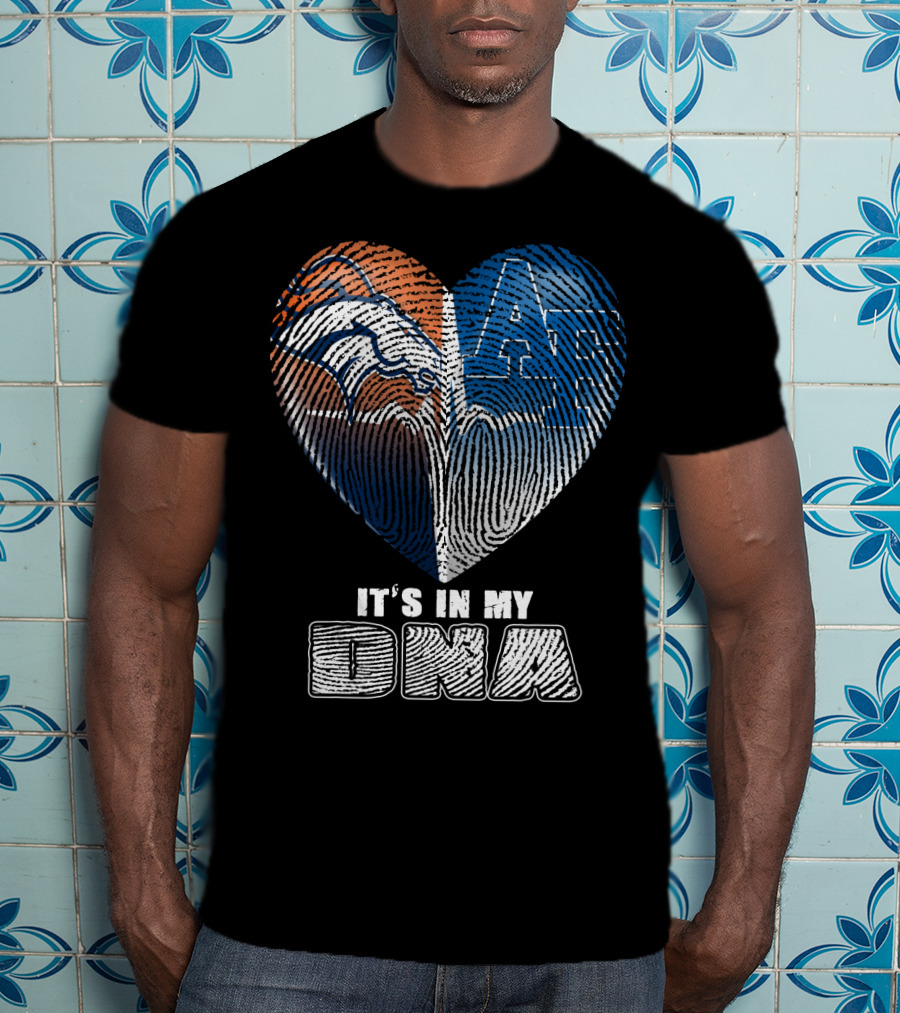 It's In My Dna Broncos Air Force Heart Fingerprint T-Shirt