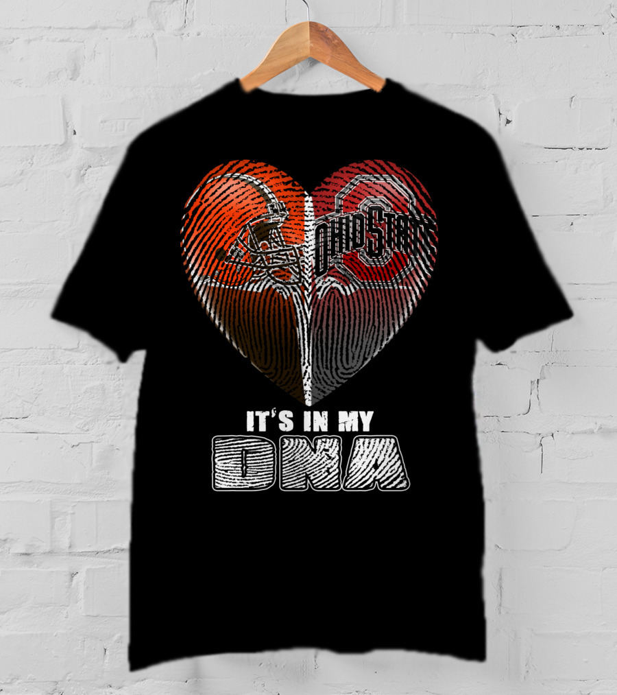 It's In My Dna Ohio State Buckeyes Cleveland Browns Heart Fingerprint T-Shirt