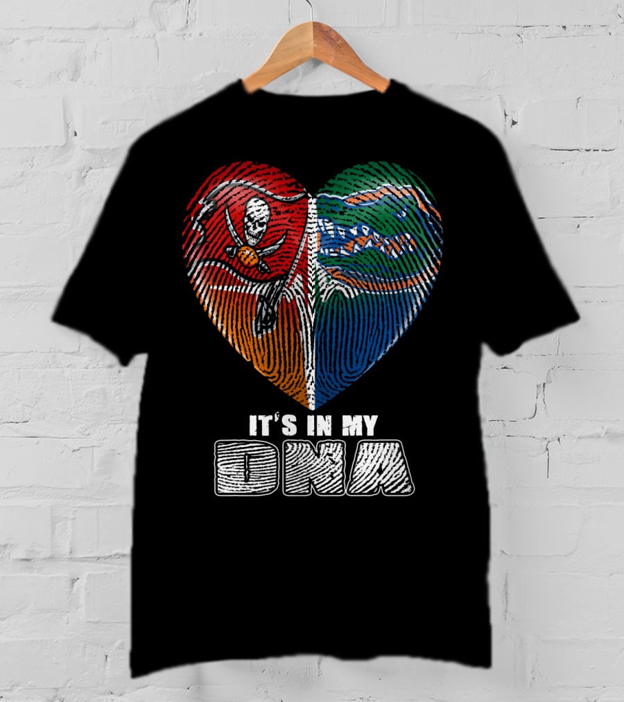 It's In My Dna Buccaneers Gators Heart Fingerprint T-Shirt