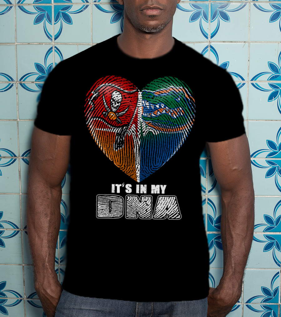It's In My Dna Buccaneers Gators Heart Fingerprint T-Shirt