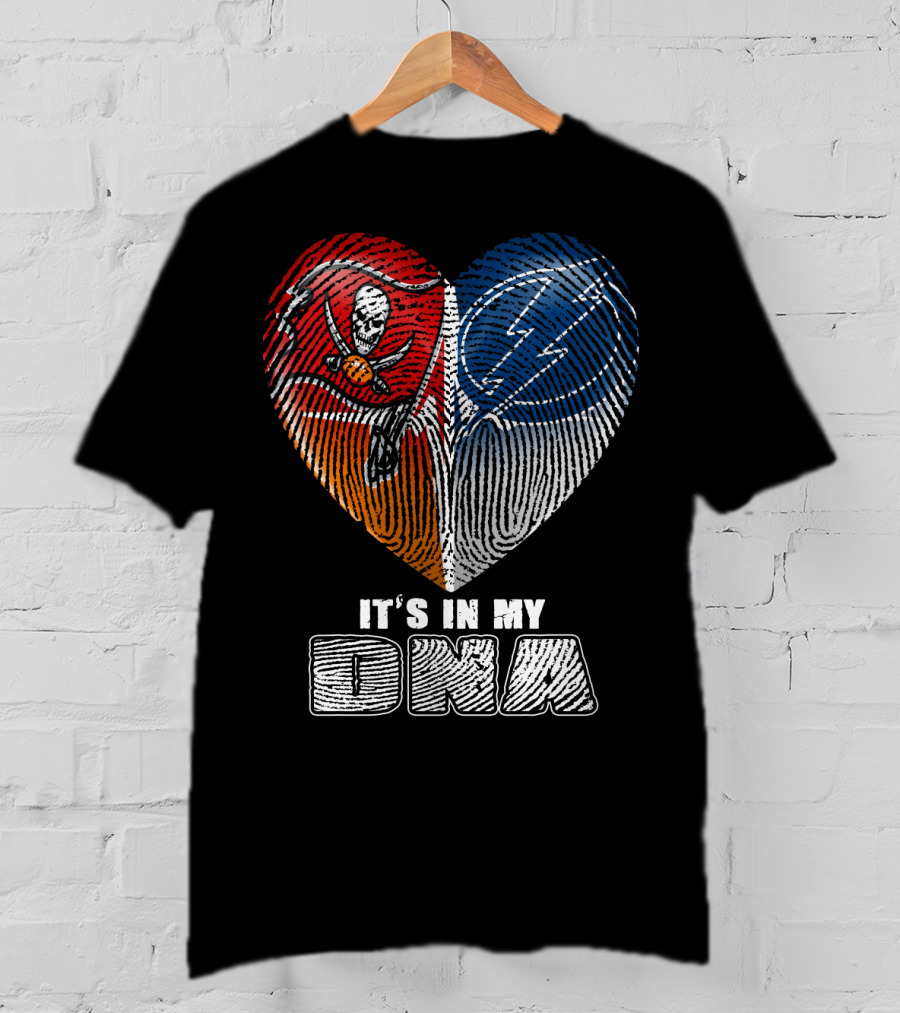 It's In My Dna Buccaneers Lightning Heart Fingerprint T-Shirt