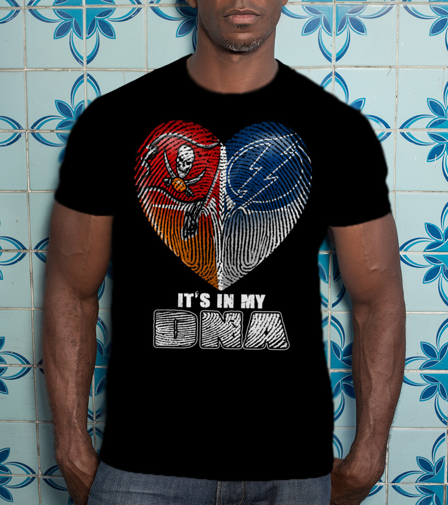 It's In My Dna Buccaneers Lightning Heart Fingerprint T-Shirt